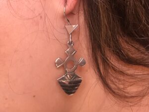 Touareg Cross Earrings: Handmade Silver Ebony Boho Jewelry