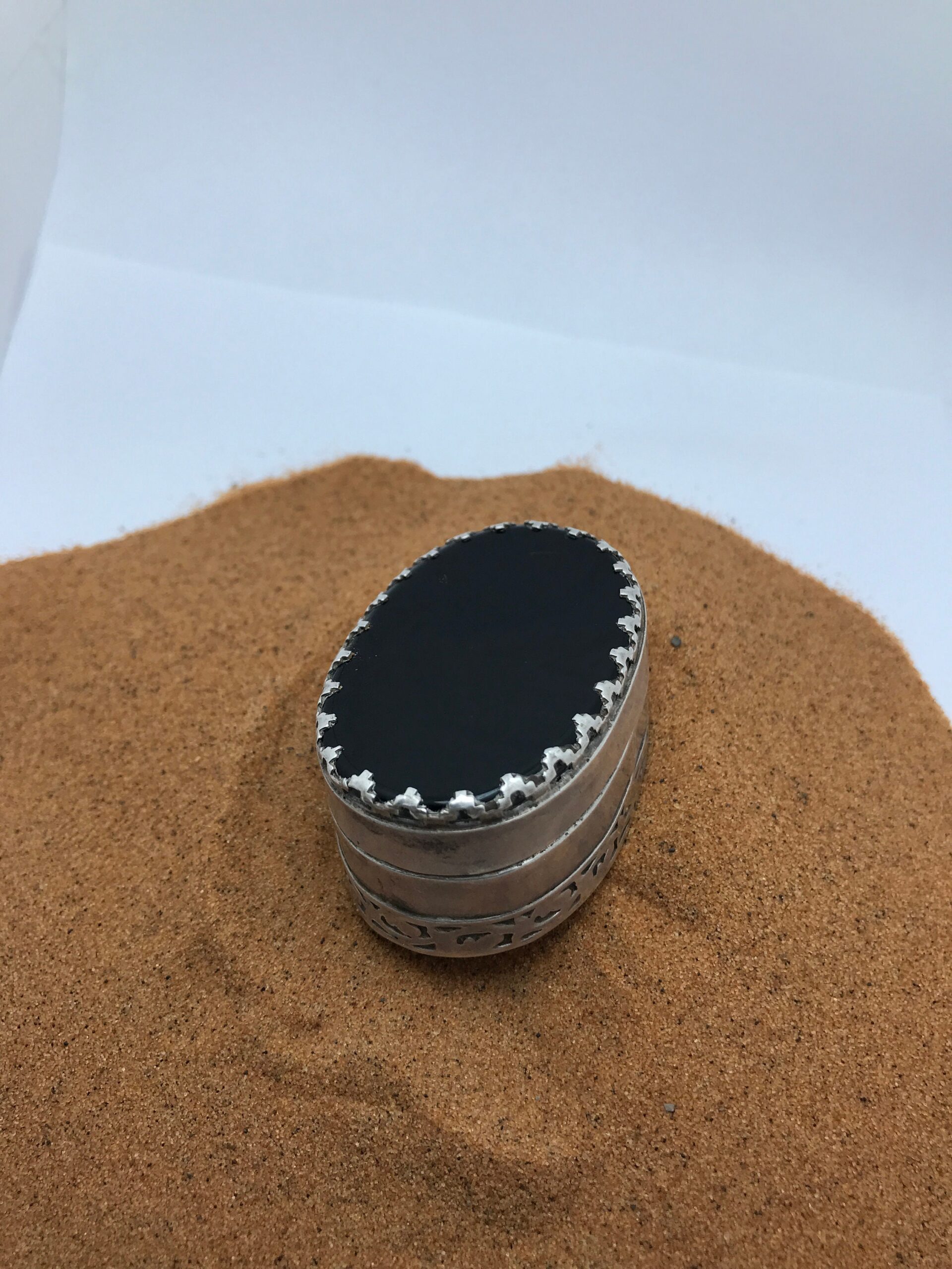Handmade Sterling Silver Onyx Jewelry Box - Moroccan Decor - Image 3