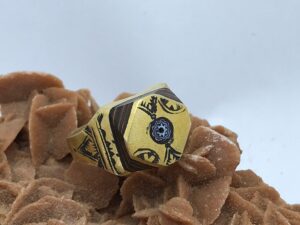 Handmade Ebony Tuareg Copper Ring with Chevron Bead (US Size 12)