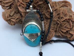 Handmade Berber Turquoise Necklace: Sterling Silver Tribal Amulet