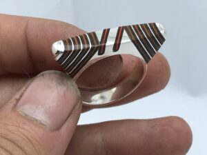 Tuareg Ebony & Silver Ring: Ethnic Two Horn Design