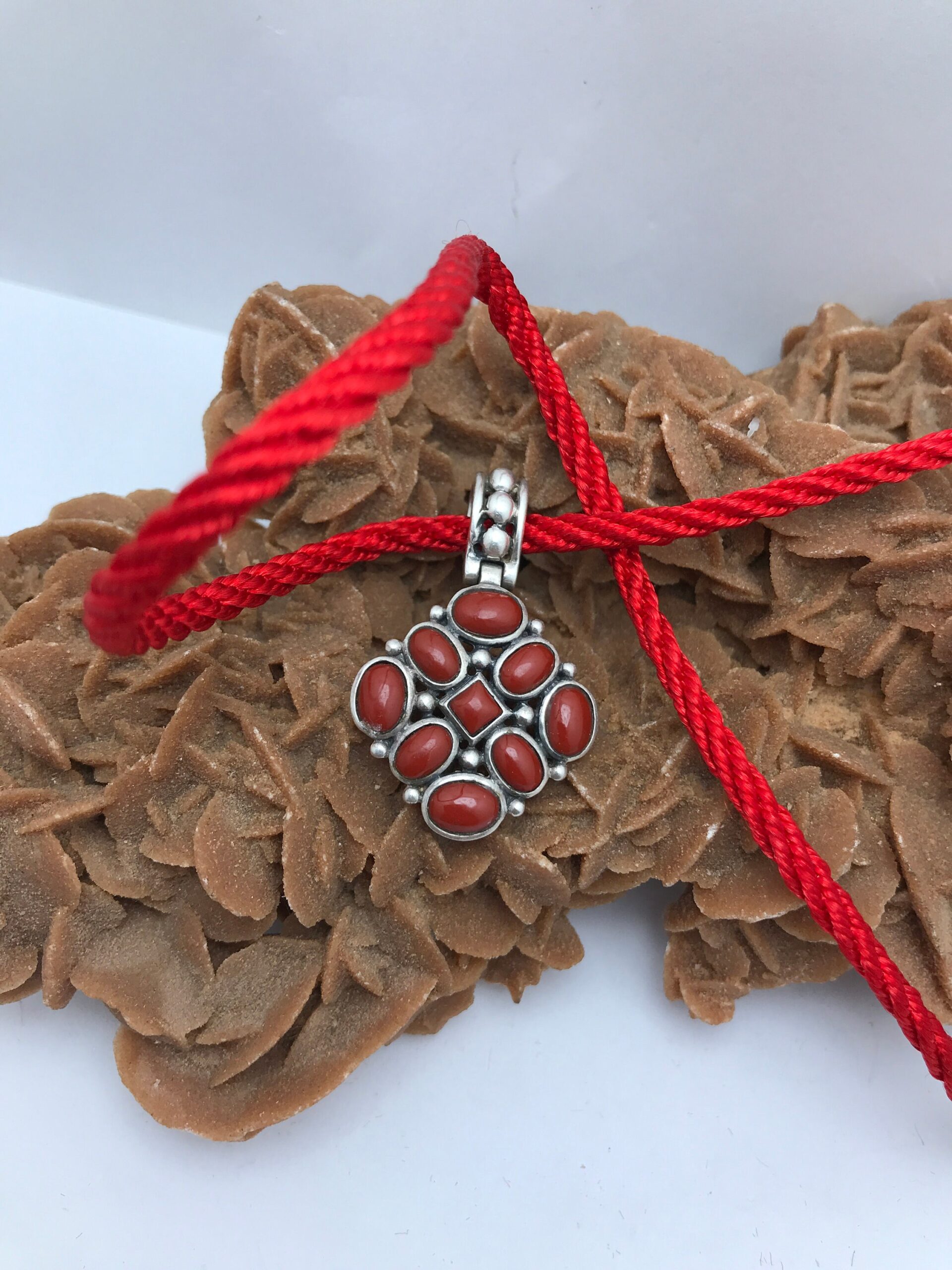 collier argent 925 avec corail rouge algerie kbayle pendentif - Image 5