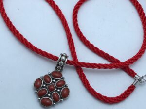 collier argent 925 avec corail rouge algerie kbayle pendentif
