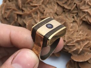 bague bronze africain fait a main avec bois ebene, ethnique