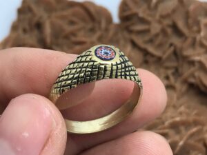 Handmade Tuareg Copper Ring with Chevron Bead