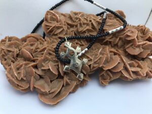 Ethnic Tuareg Cross Necklace: Silver & Brass, 45cm