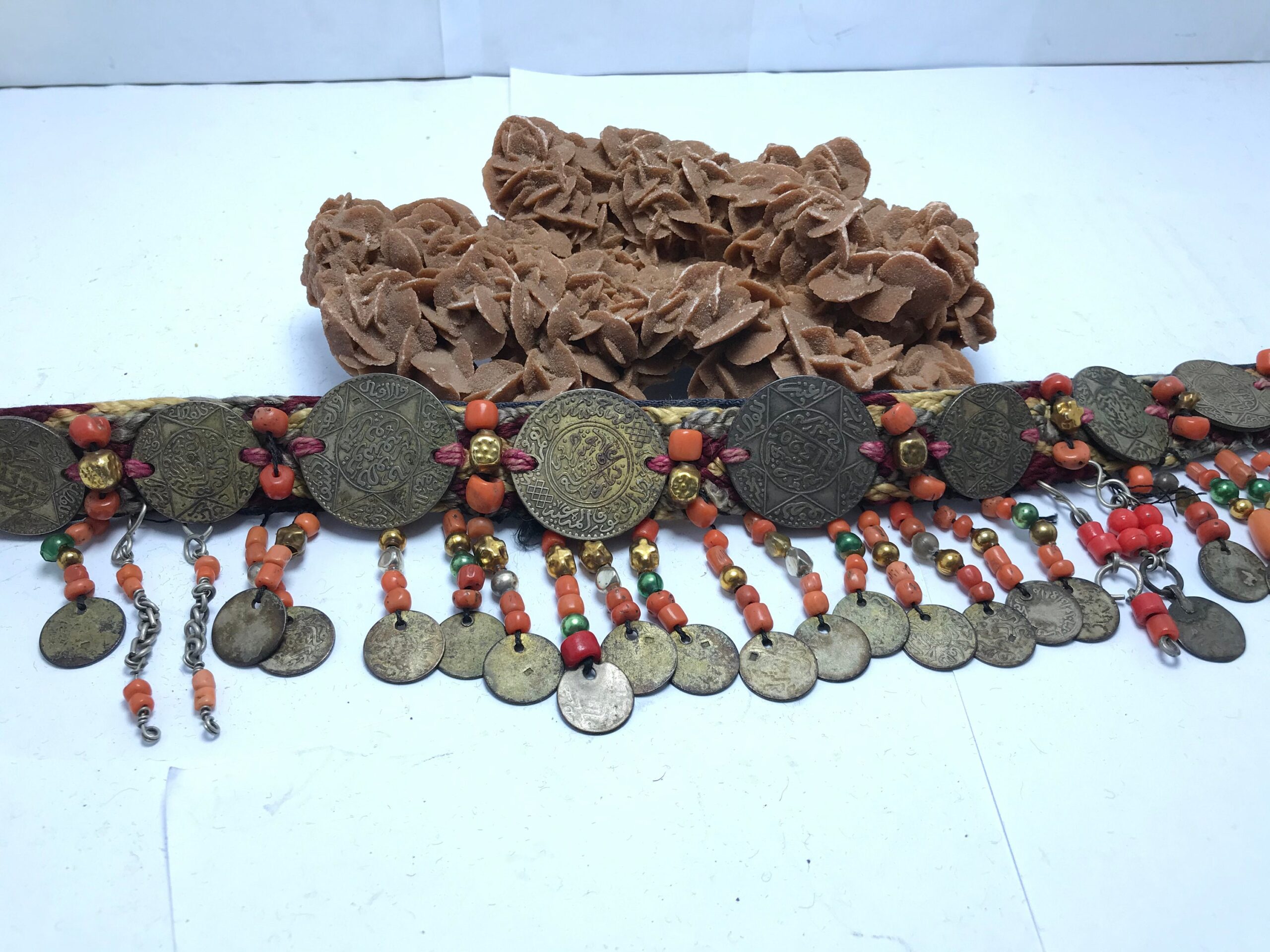 head band ornaments coins hasani morocco with silk and corail
