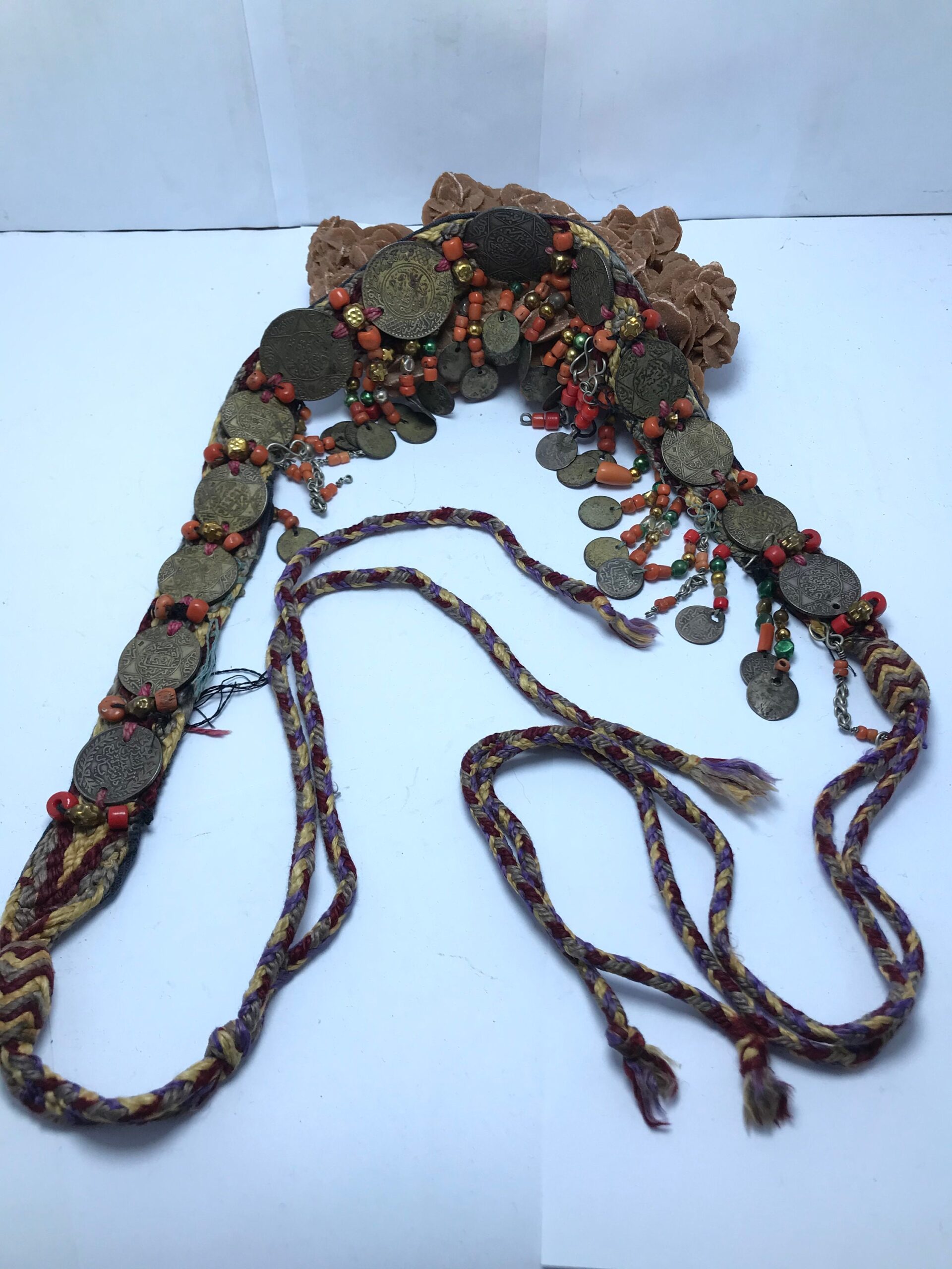 head band ornaments coins hasani morocco with silk and corail - Image 4
