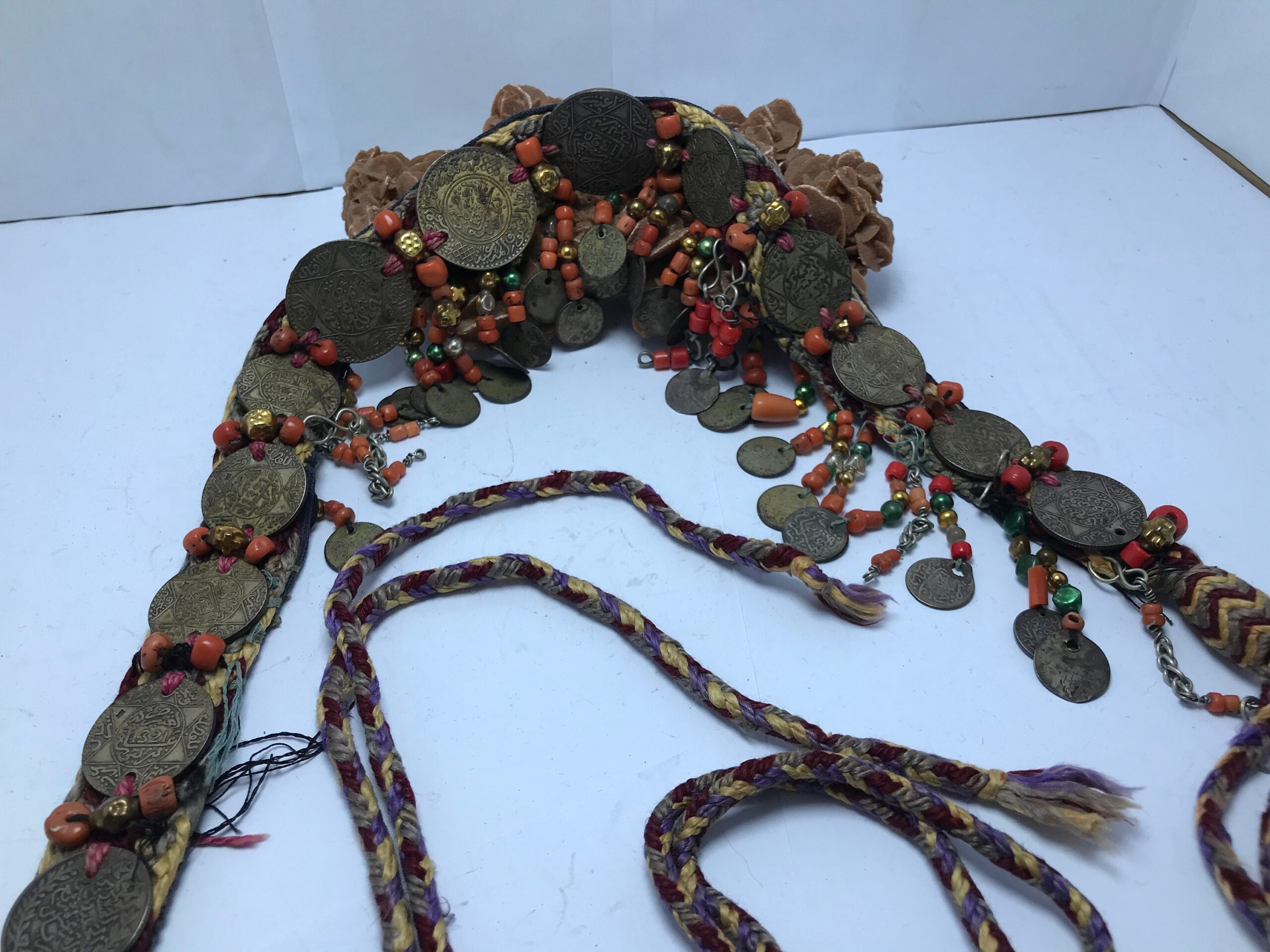 head band ornaments coins hasani morocco with silk and corail - Image 5