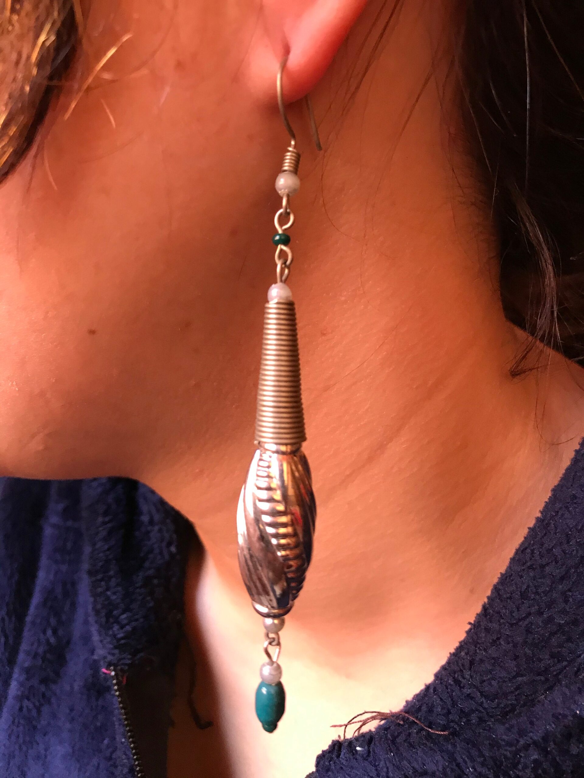 moroccan berber ethnic earrings, vintage 1970s - Image 2