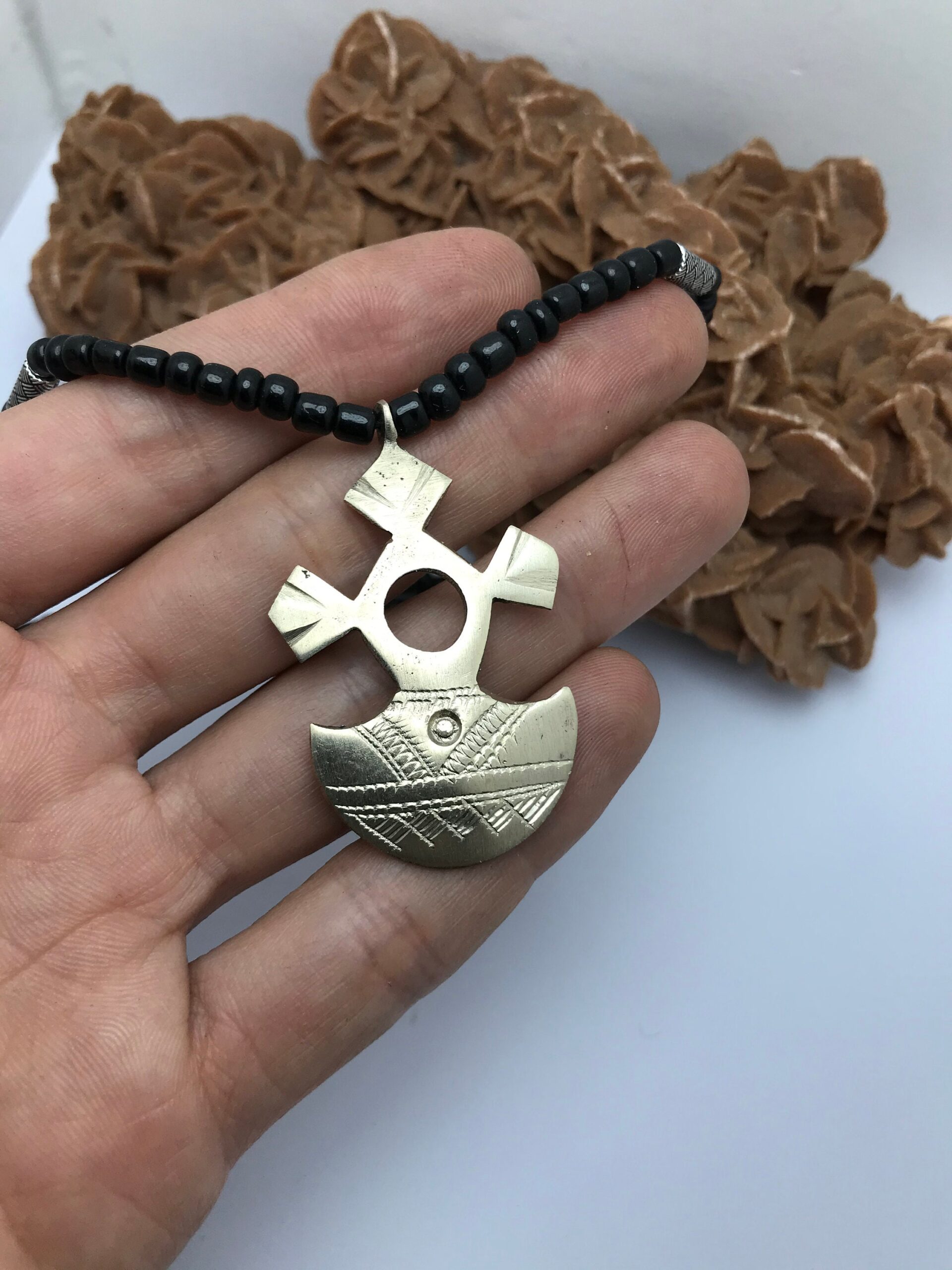 Agadez Cross Pendant Necklace: Sahara Berber Talisman, Handmade - Image 3