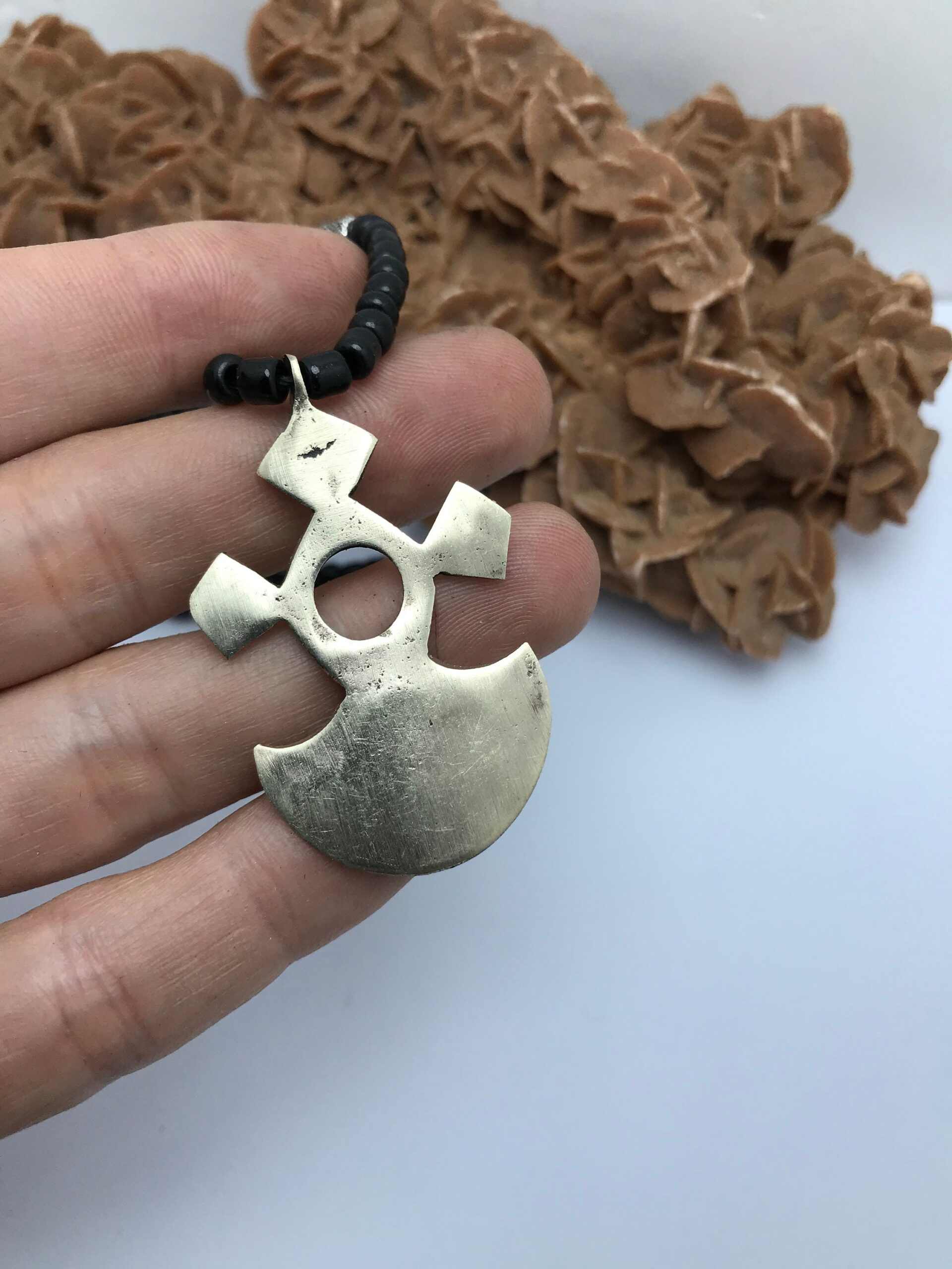 Agadez Cross Pendant Necklace: Sahara Berber Talisman, Handmade - Image 4