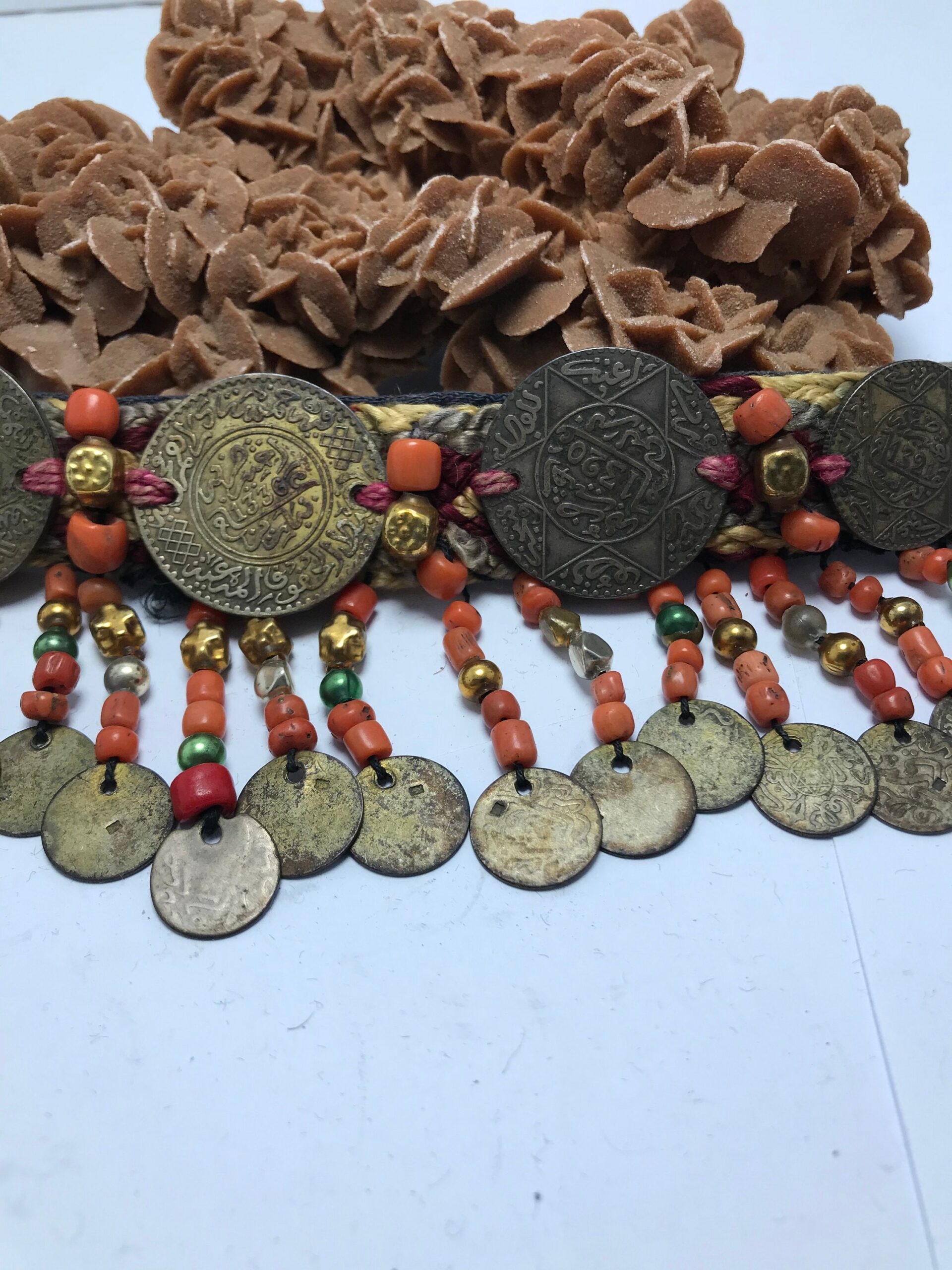 head band ornaments coins hasani morocco with silk and corail - Image 2