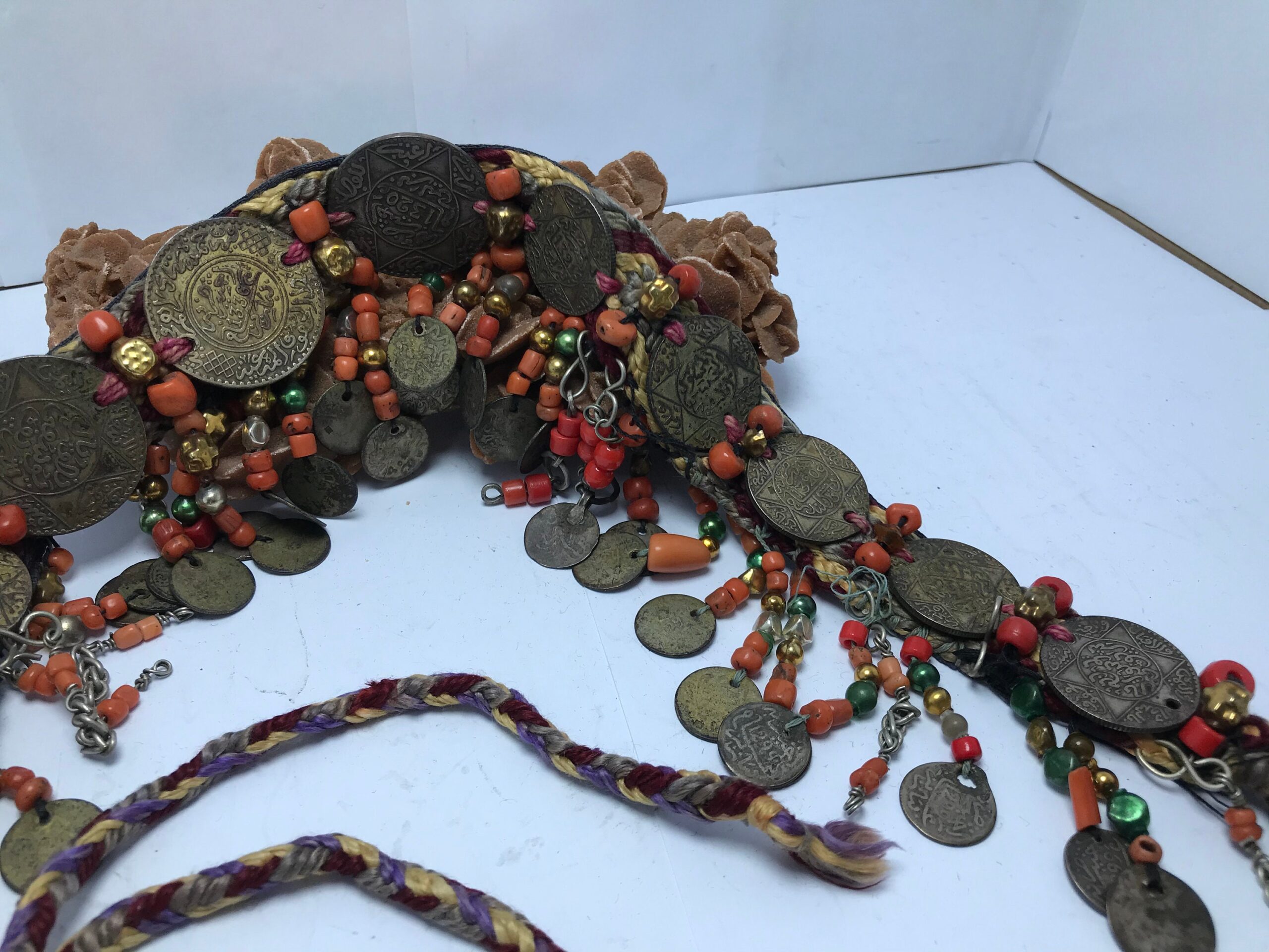 head band ornaments coins hasani morocco with silk and corail - Image 6