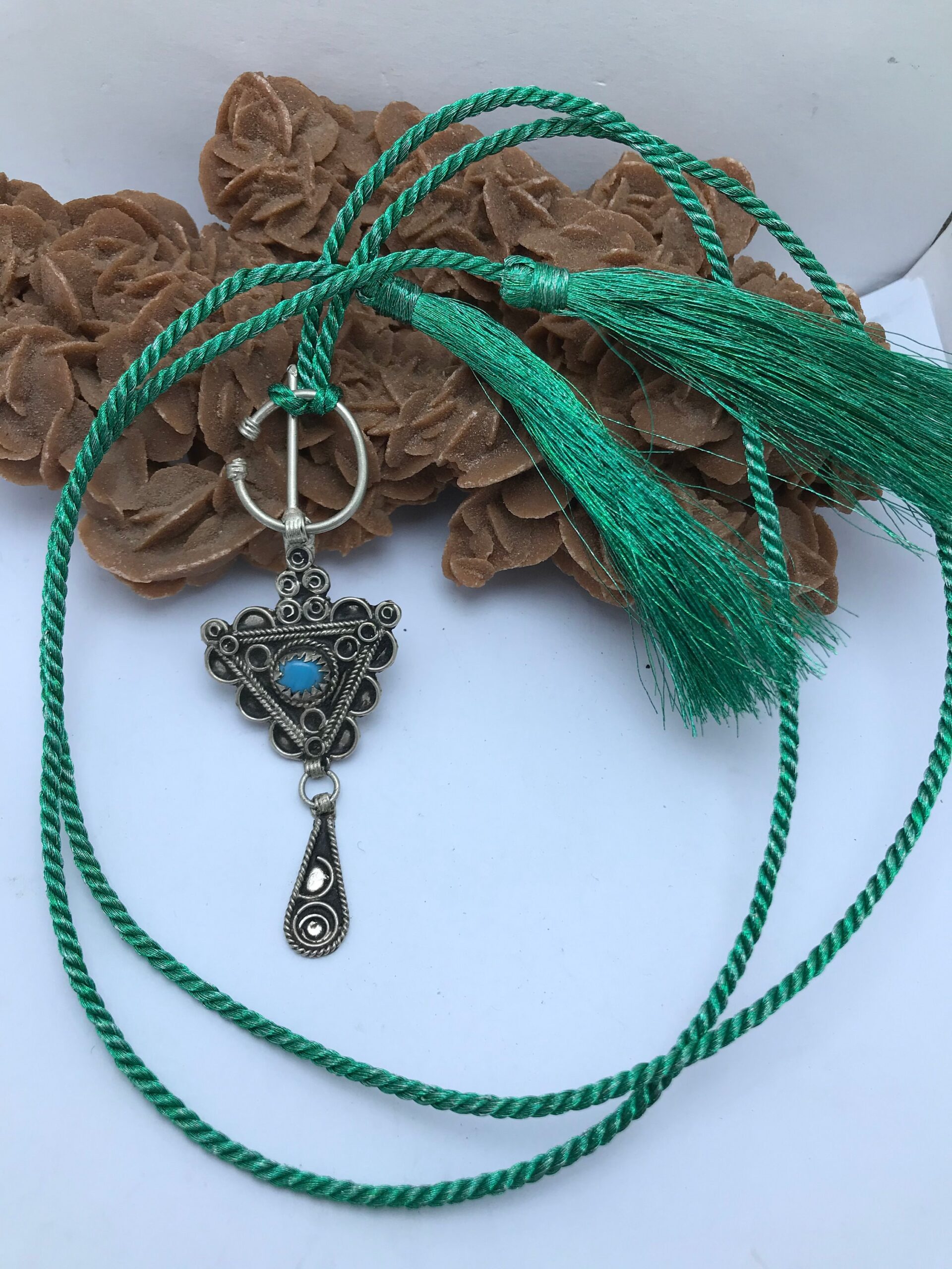 fibule collier pendentif argent fait a main, tiznit marocain artisanal - Image 7