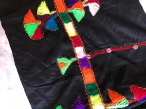 Berber Embroidered Black Shawl: Zagora Amelhef, 2m x 2m
