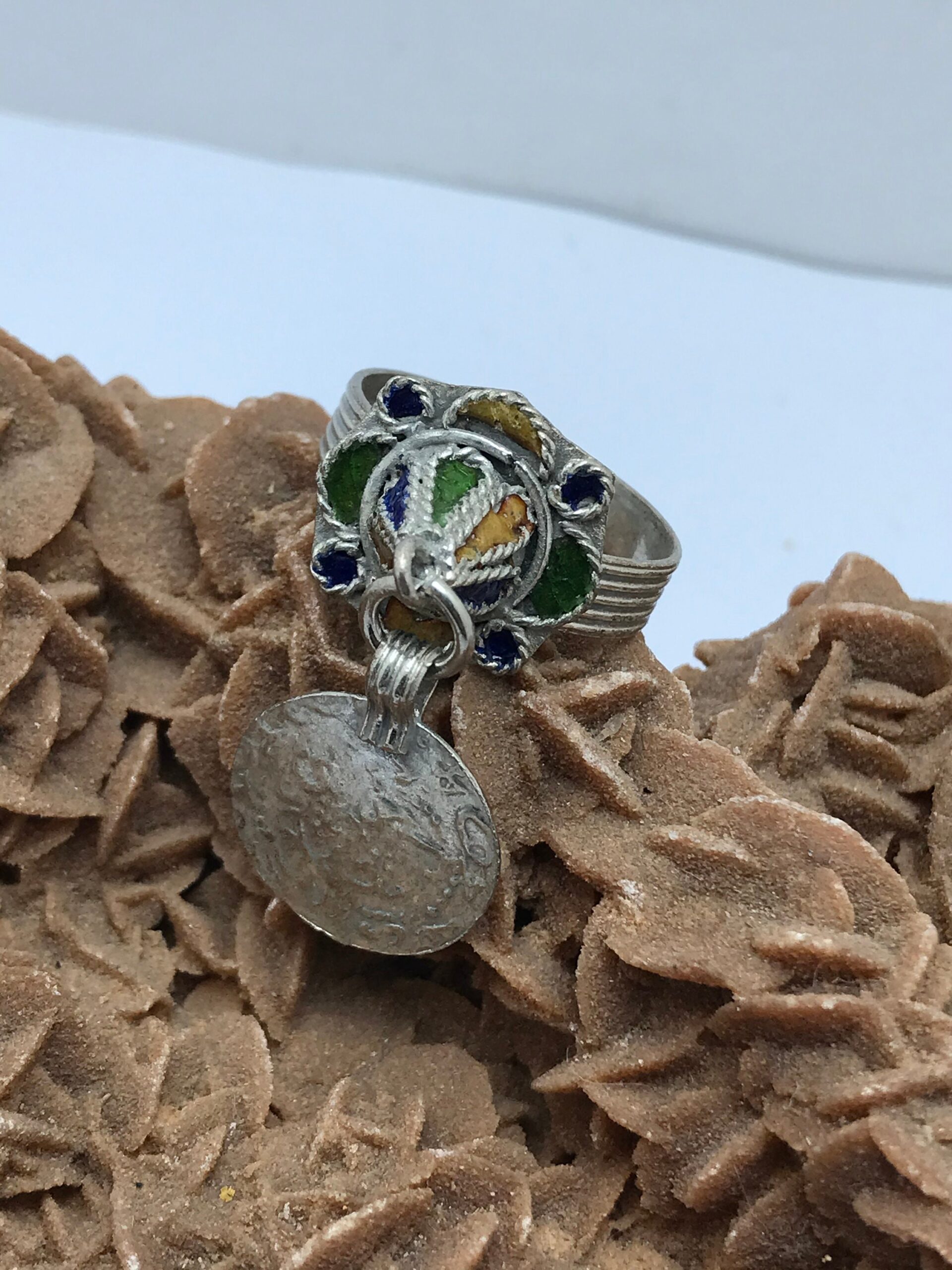 Handmade Moroccan 925 Silver Ring with Enamel - Image 3