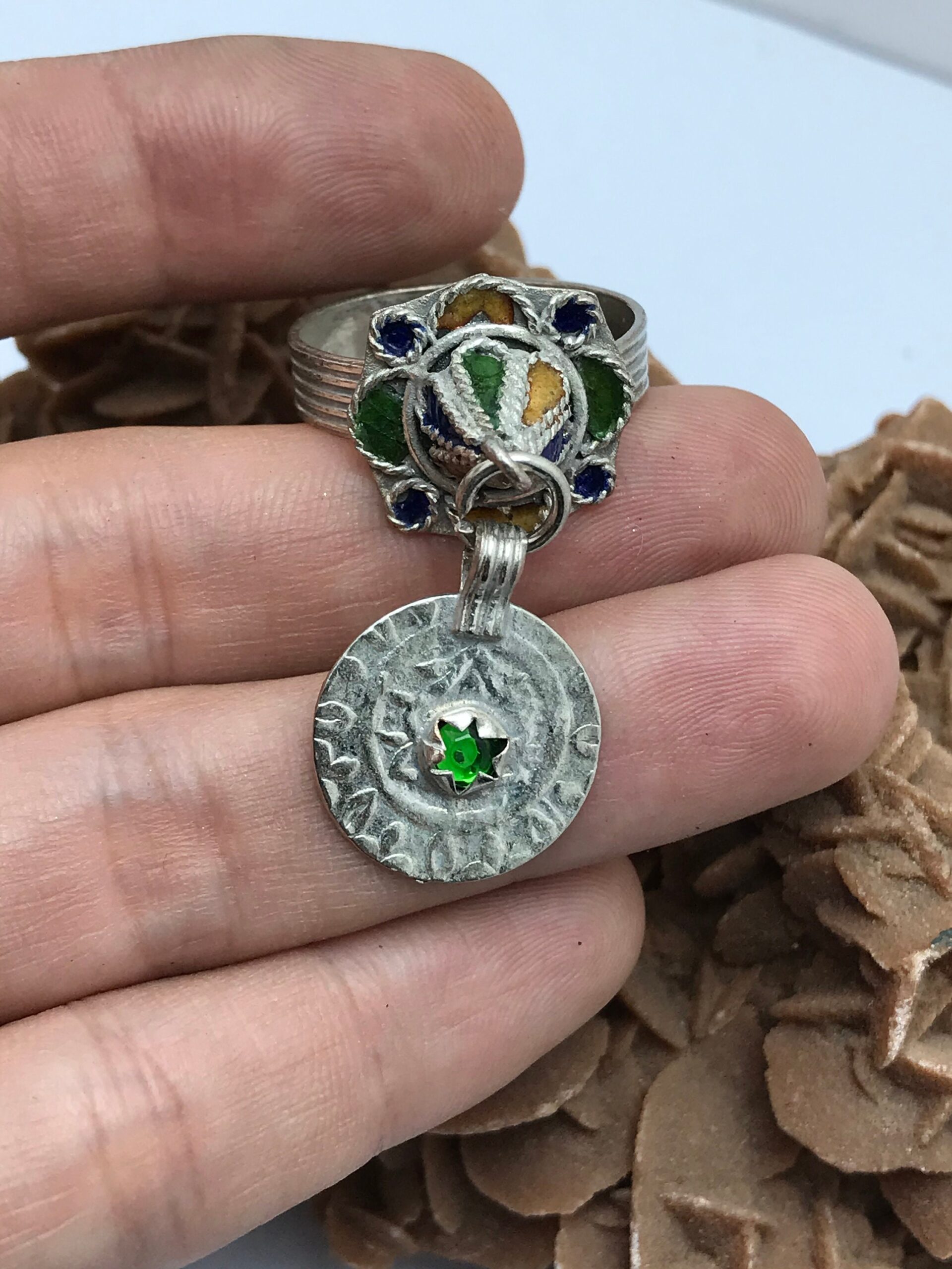 Handmade Moroccan 925 Silver Ring with Enamel - Image 4