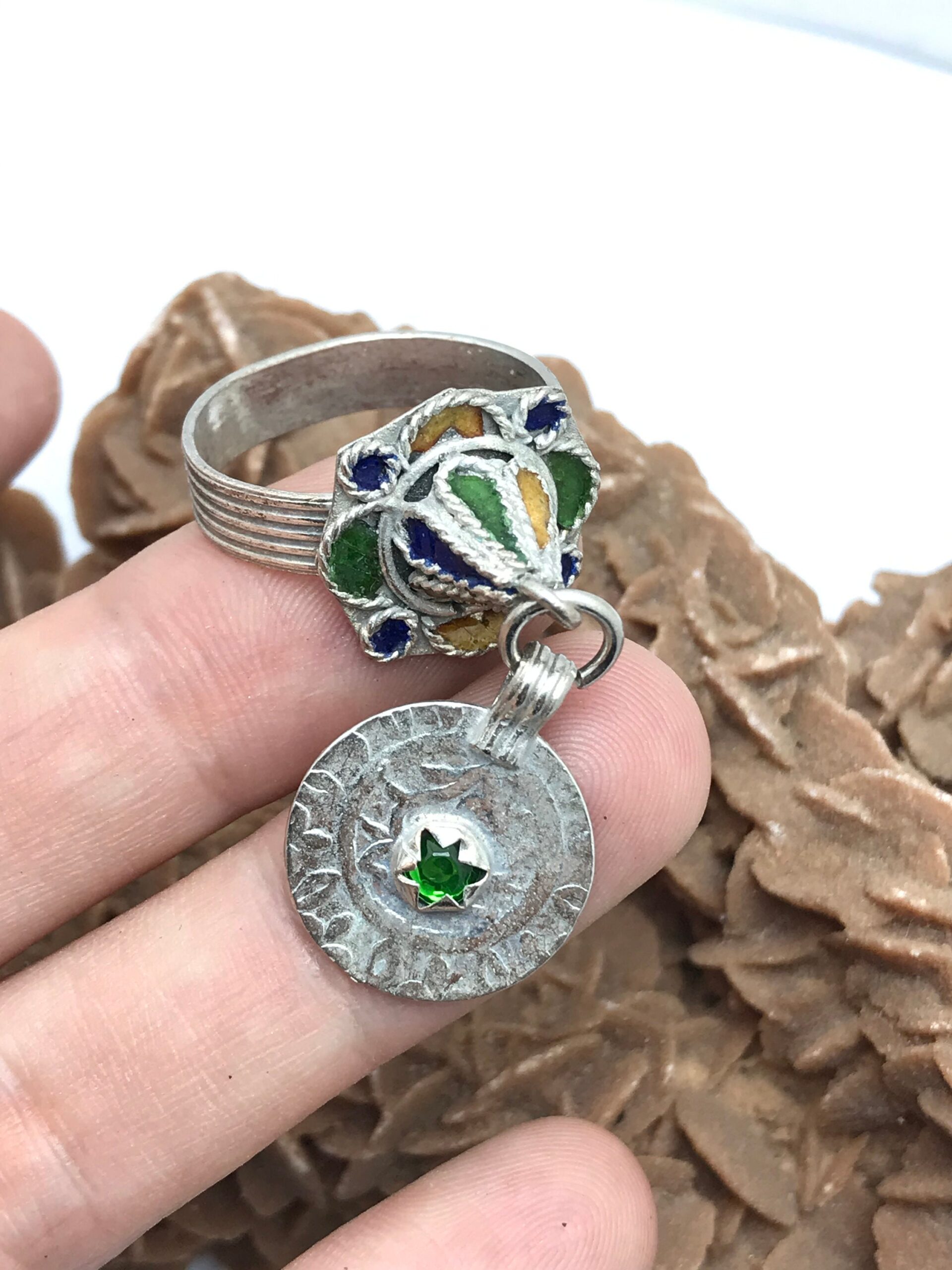 Handmade Moroccan 925 Silver Ring with Enamel - Image 6
