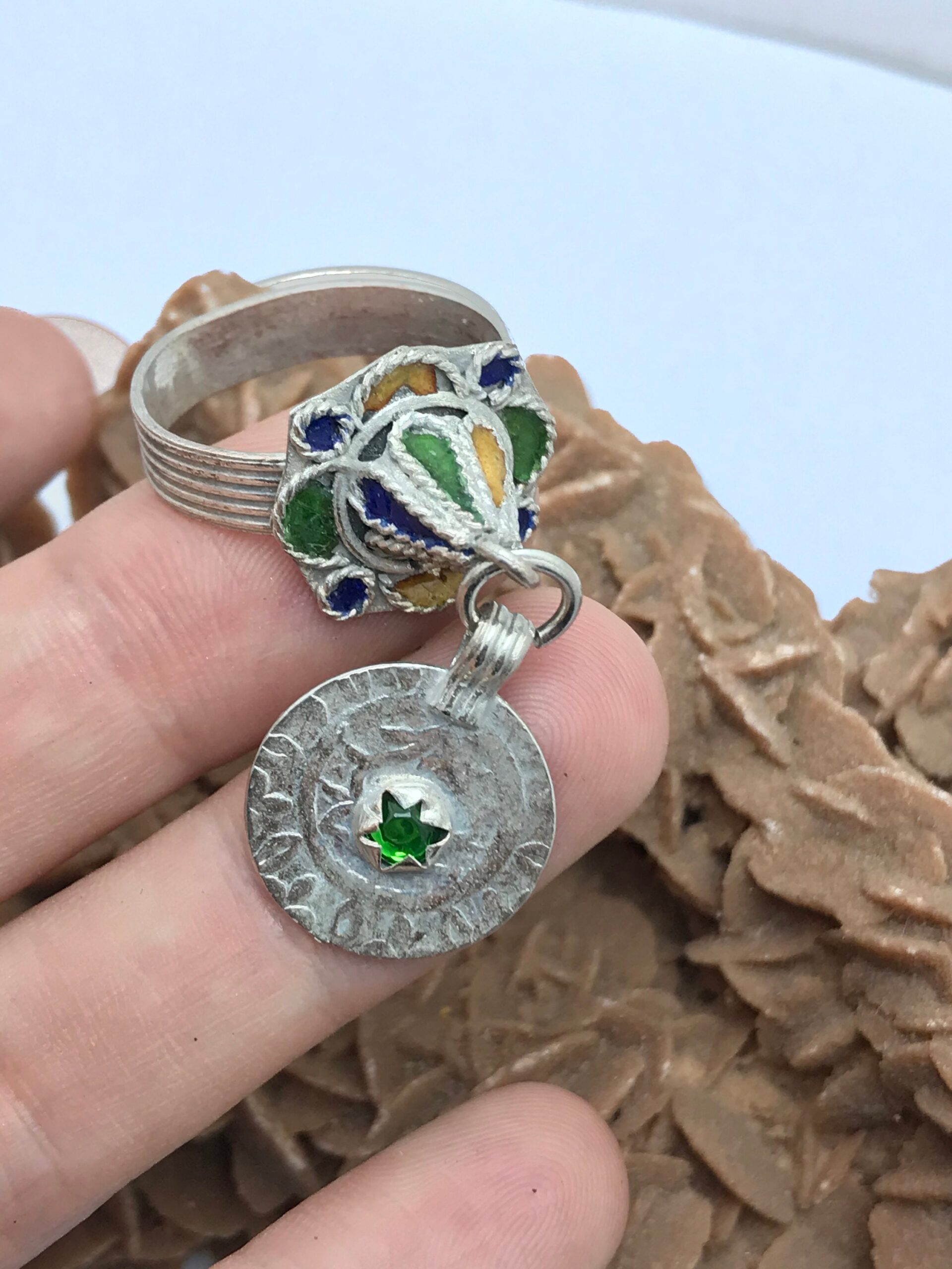 Handmade Moroccan 925 Silver Ring with Enamel - Image 7