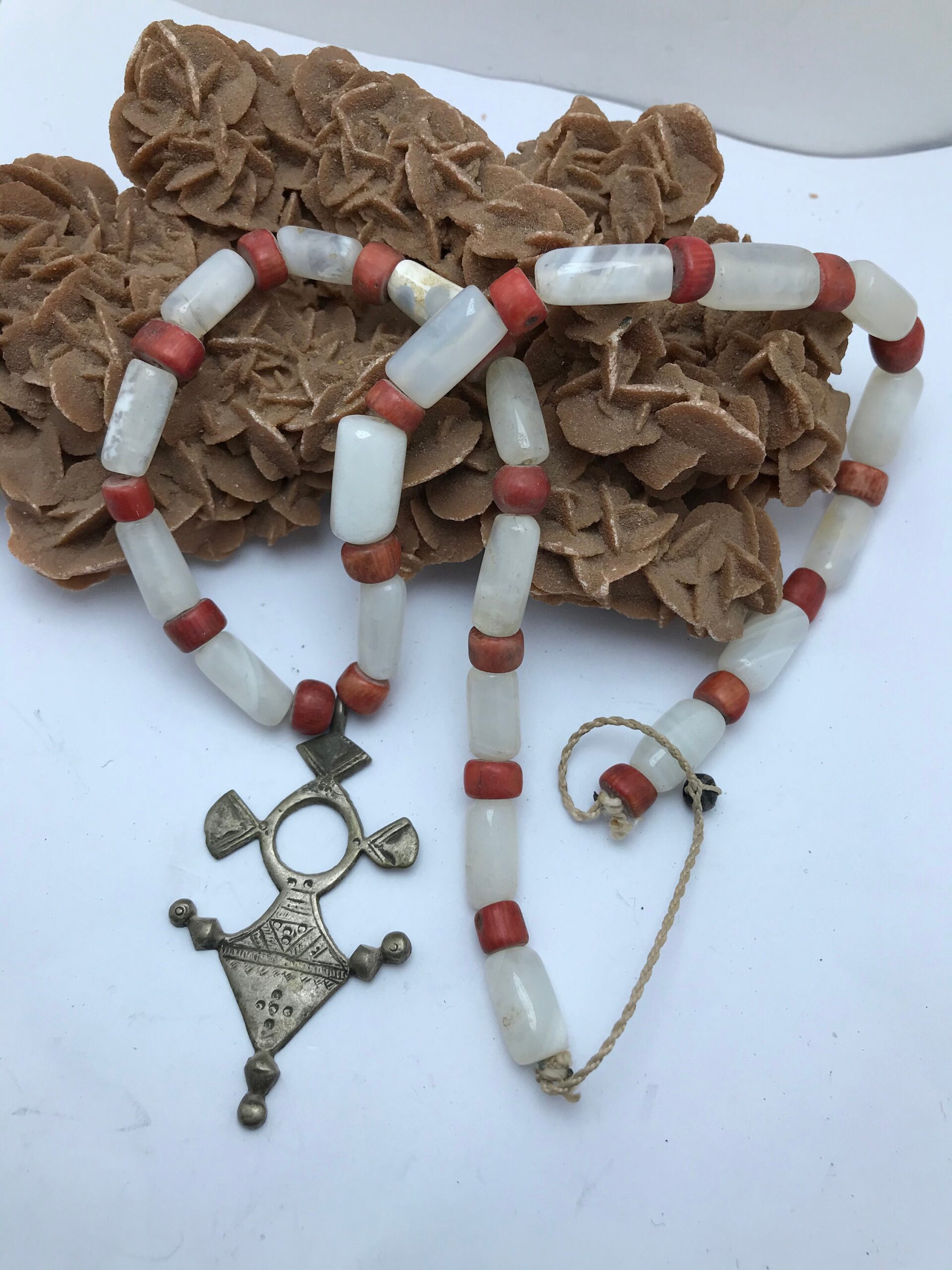 Berber Coral Necklace: Antique Silver Cross, Ethnic Jewelry - Image 8