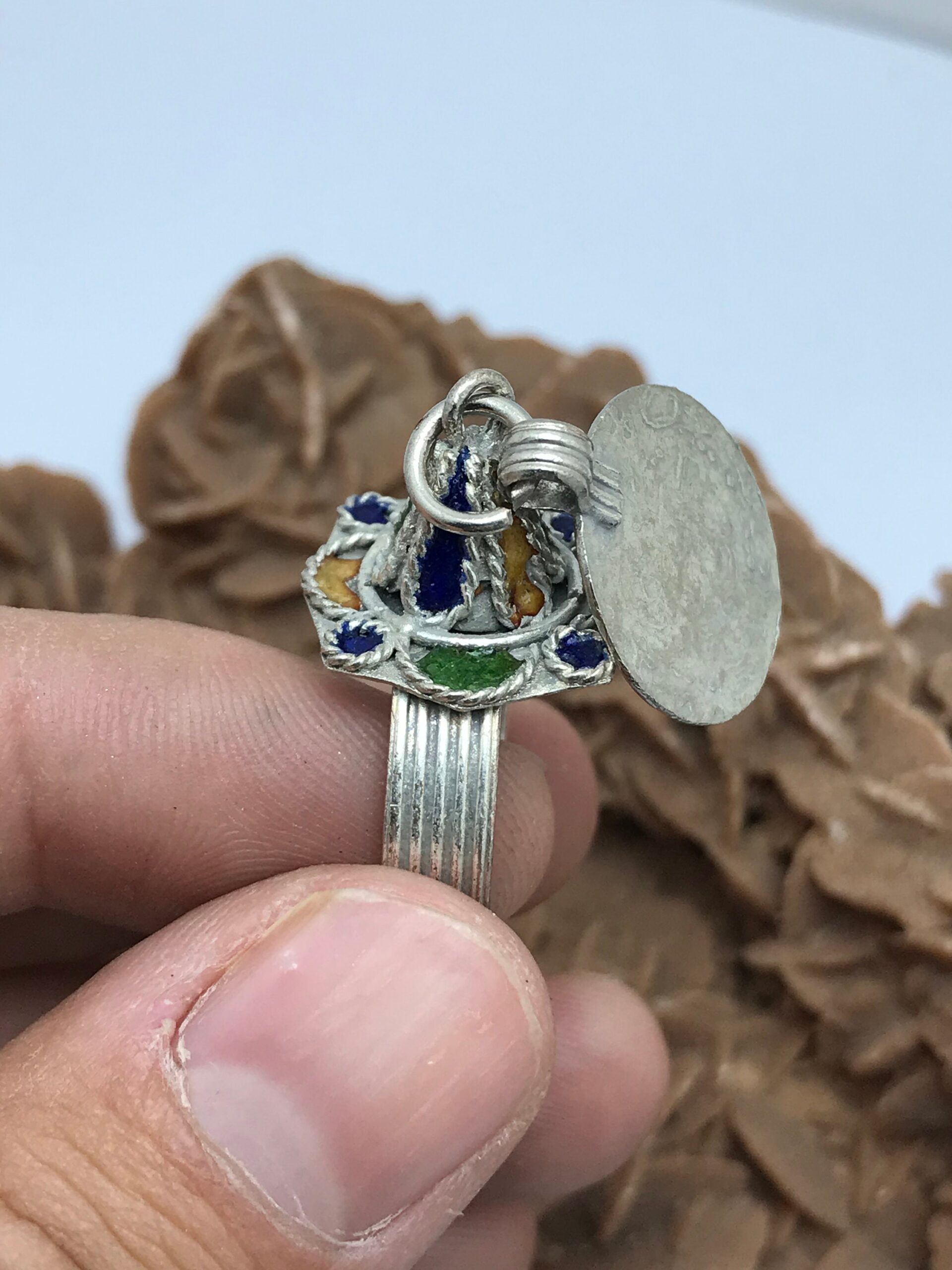 Handmade Moroccan 925 Silver Ring with Enamel - Image 8