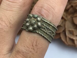 Vintage Berber Silver Ring: Moroccan Ethnic Jewelry, Size 8.5