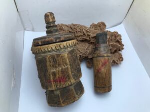 paire Old Ethnic Kajal Kohl Wood Bottle Berber empty