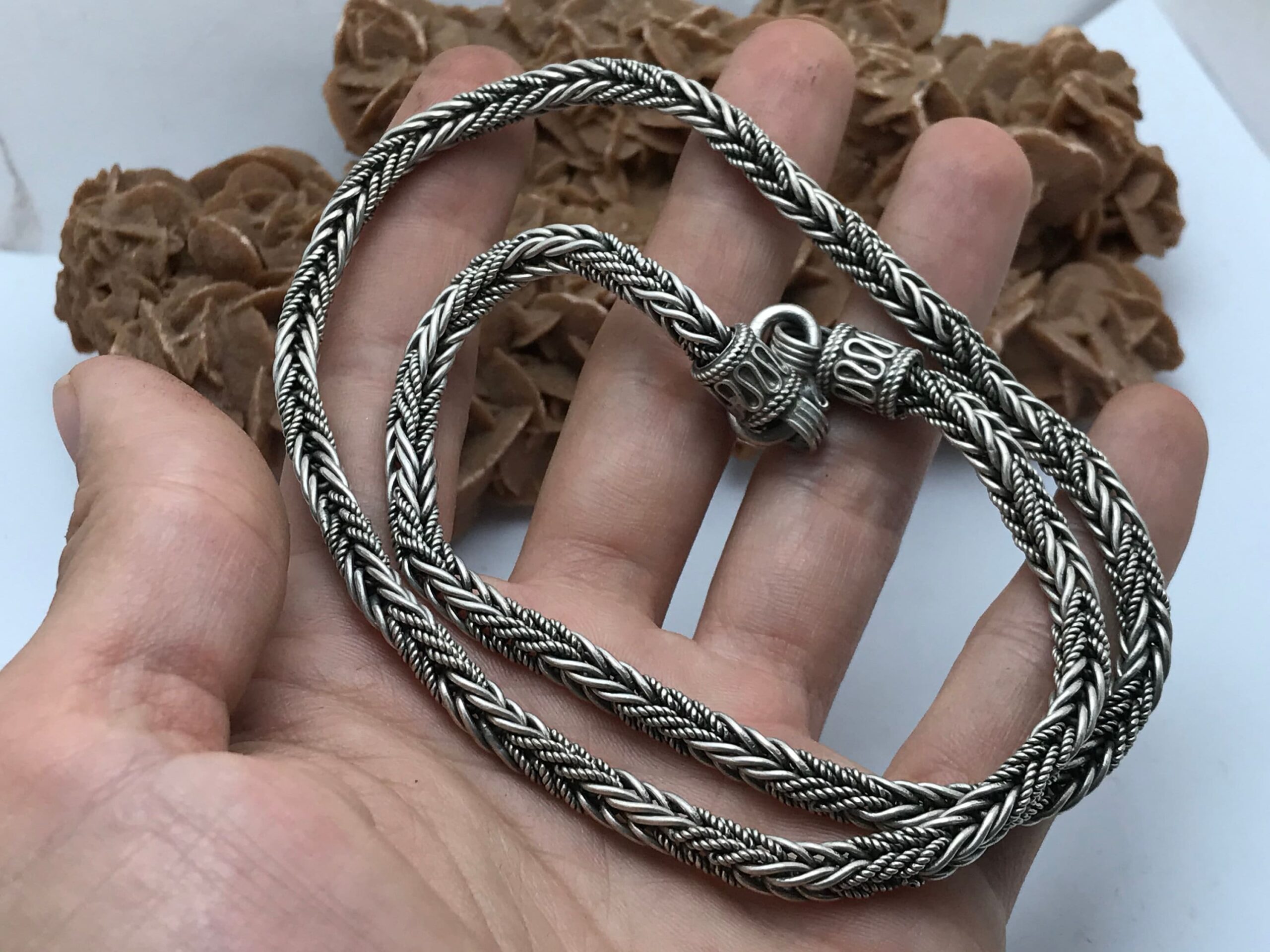 Mens Silver Bali Snake Woven Bracelet Sterling 925 chain - Image 5