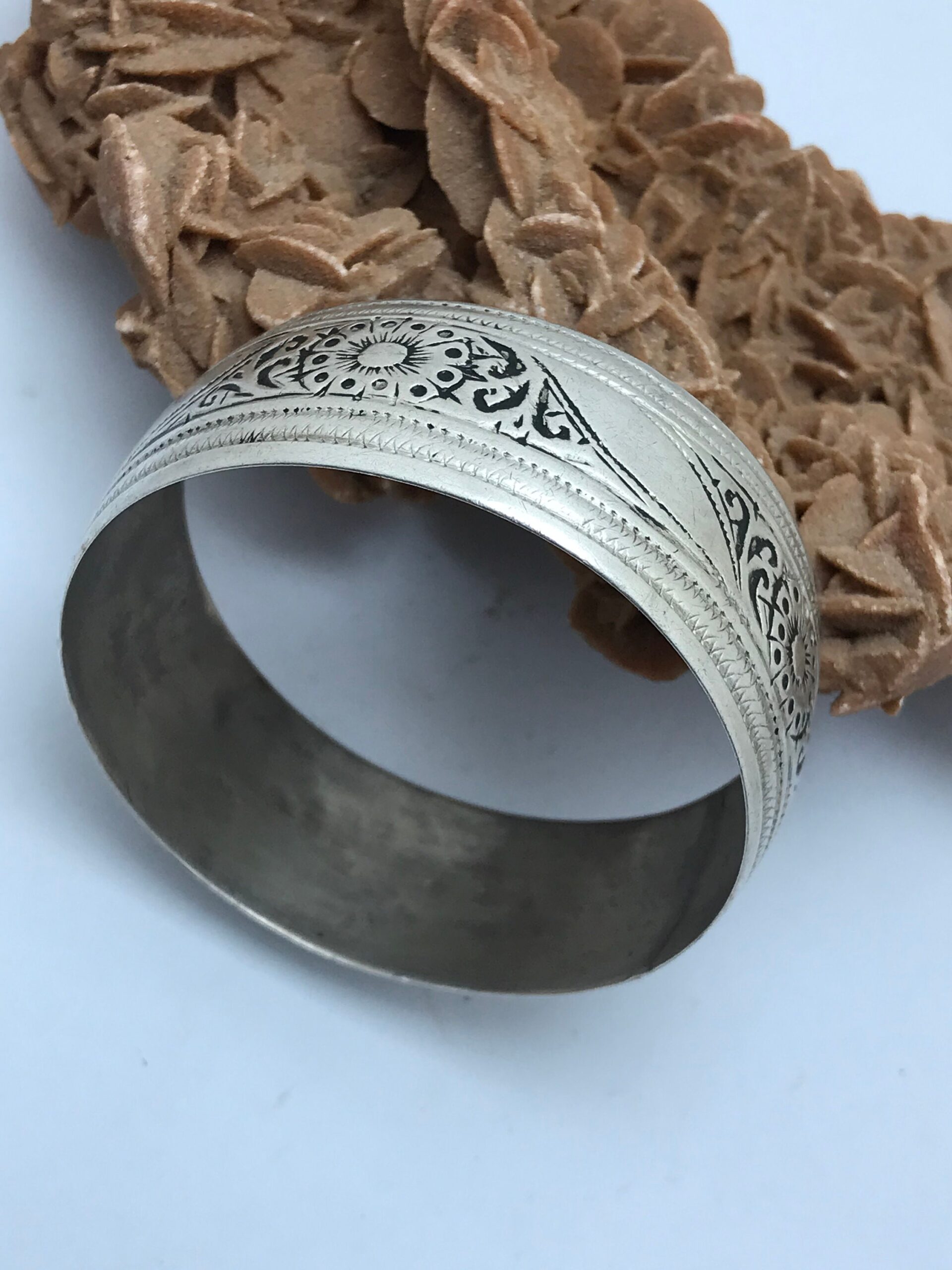 Berber Silver Bracelet: Souss Massa Extra Large Engraved Cuff (6.3cm) - Image 8
