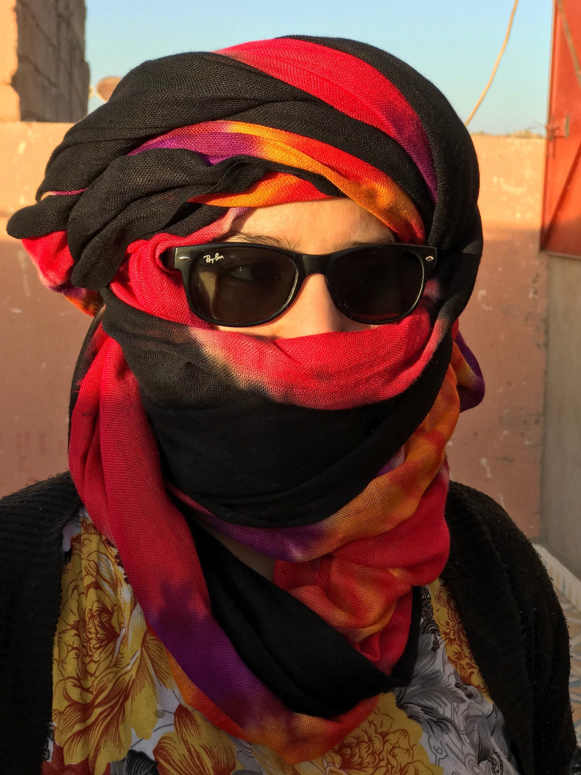 Long Handmade Tuareg Scarf Turban Ethnic mixed color Sahara, berber moroccan