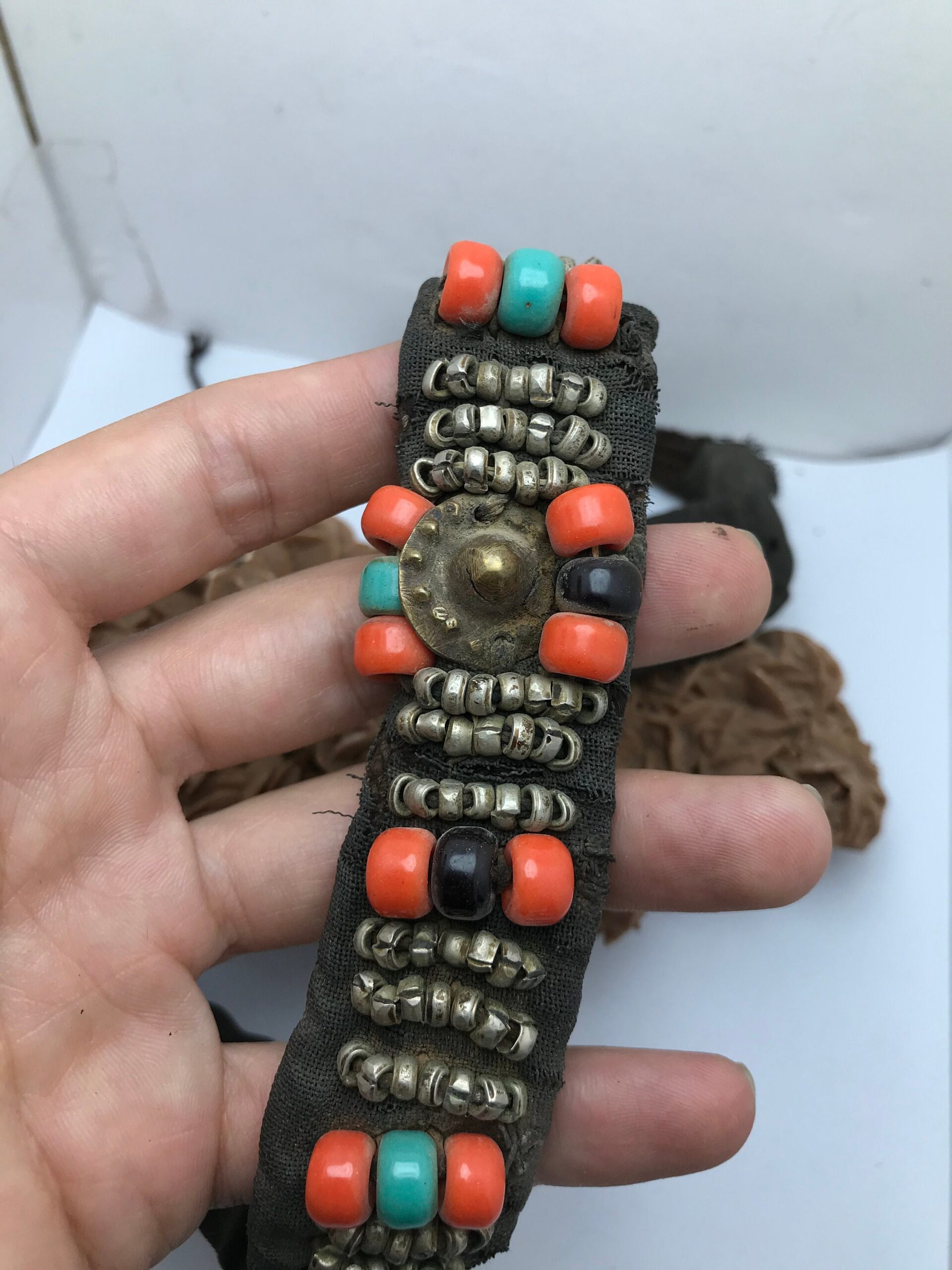 Vintage Berber Headband: Silver & Glass Bead Ornament - Image 2