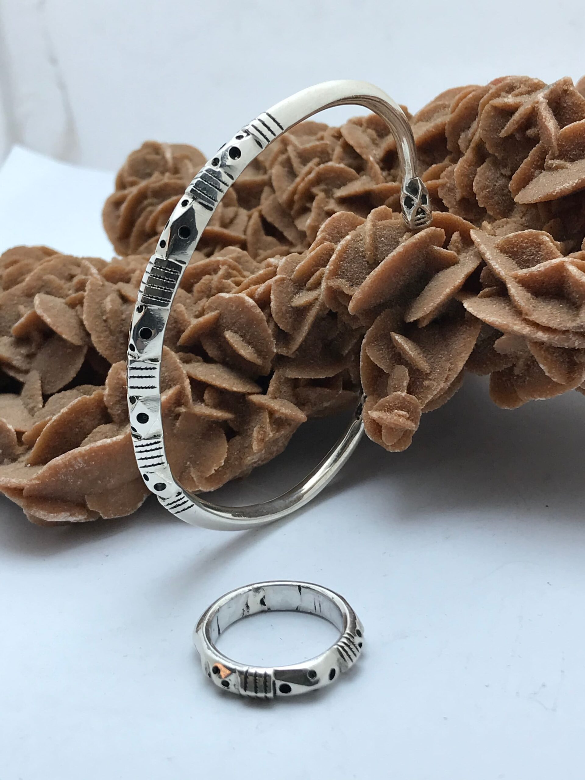 Bracelet cuff sterling silver with ring, for men and women - Image 5