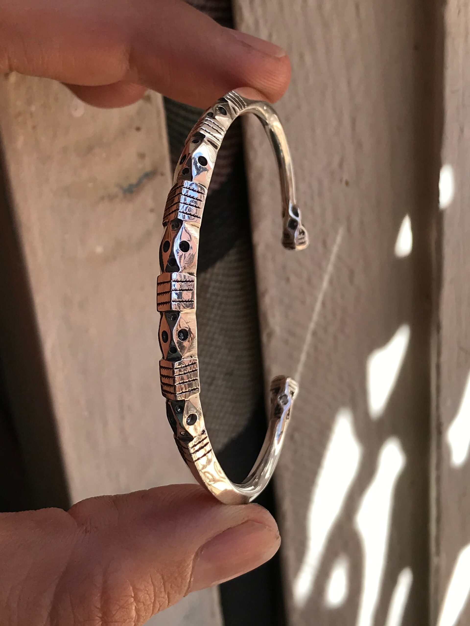Bracelet cuff sterling silver with ring, for men and women - Image 6