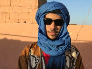 Tuareg Blue Cotton Scarf: Berber Turban, 6 Meter Cheche