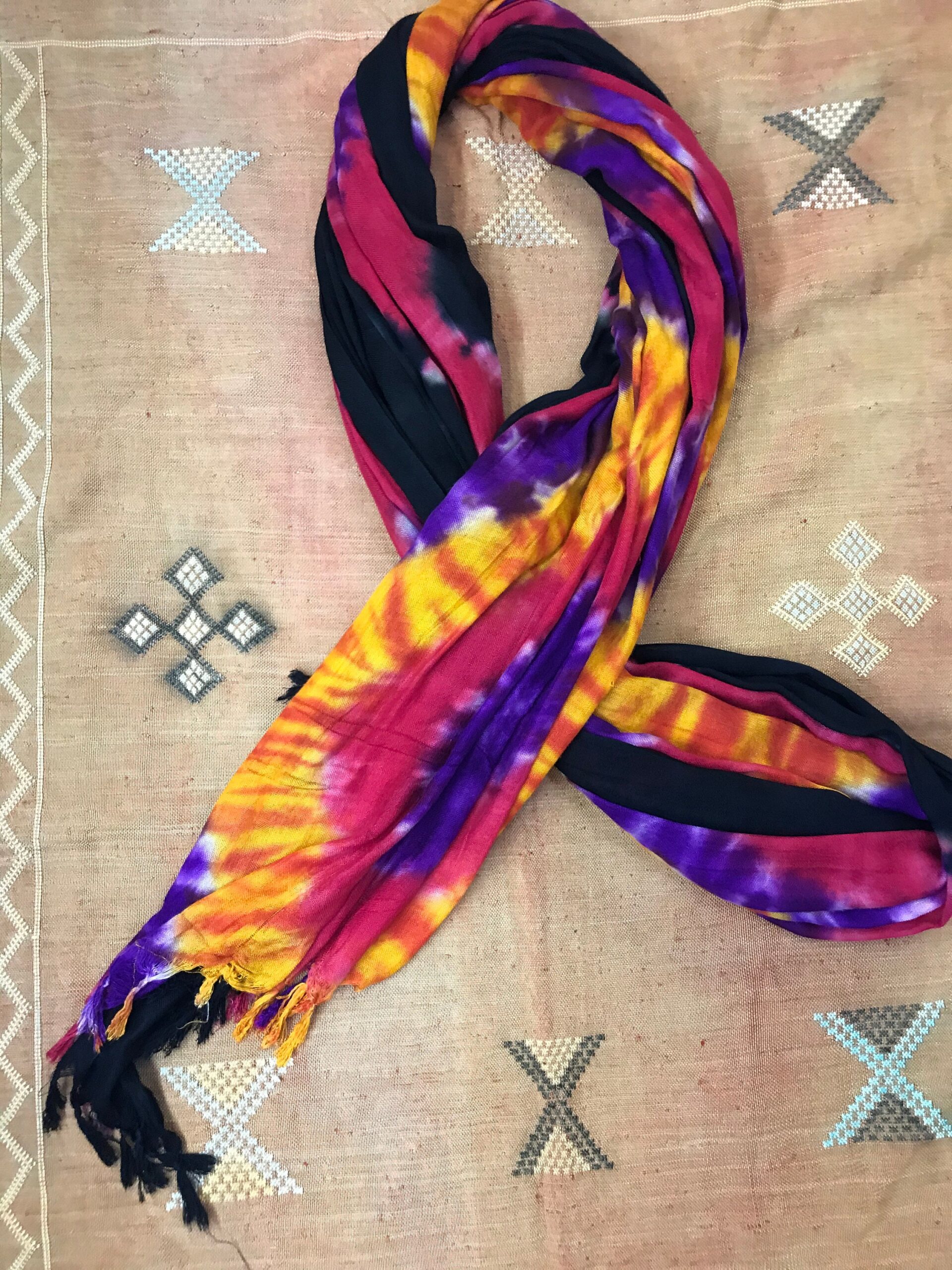 Long Handmade Tuareg Scarf Turban Ethnic mixed color Sahara, berber moroccan - Image 3