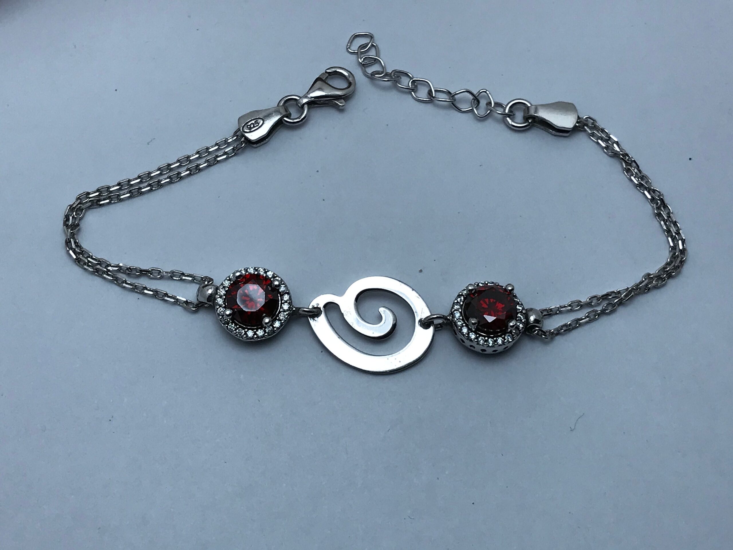 Bracelet Argent 925 Cristal de Swarovski rouge - Image 3