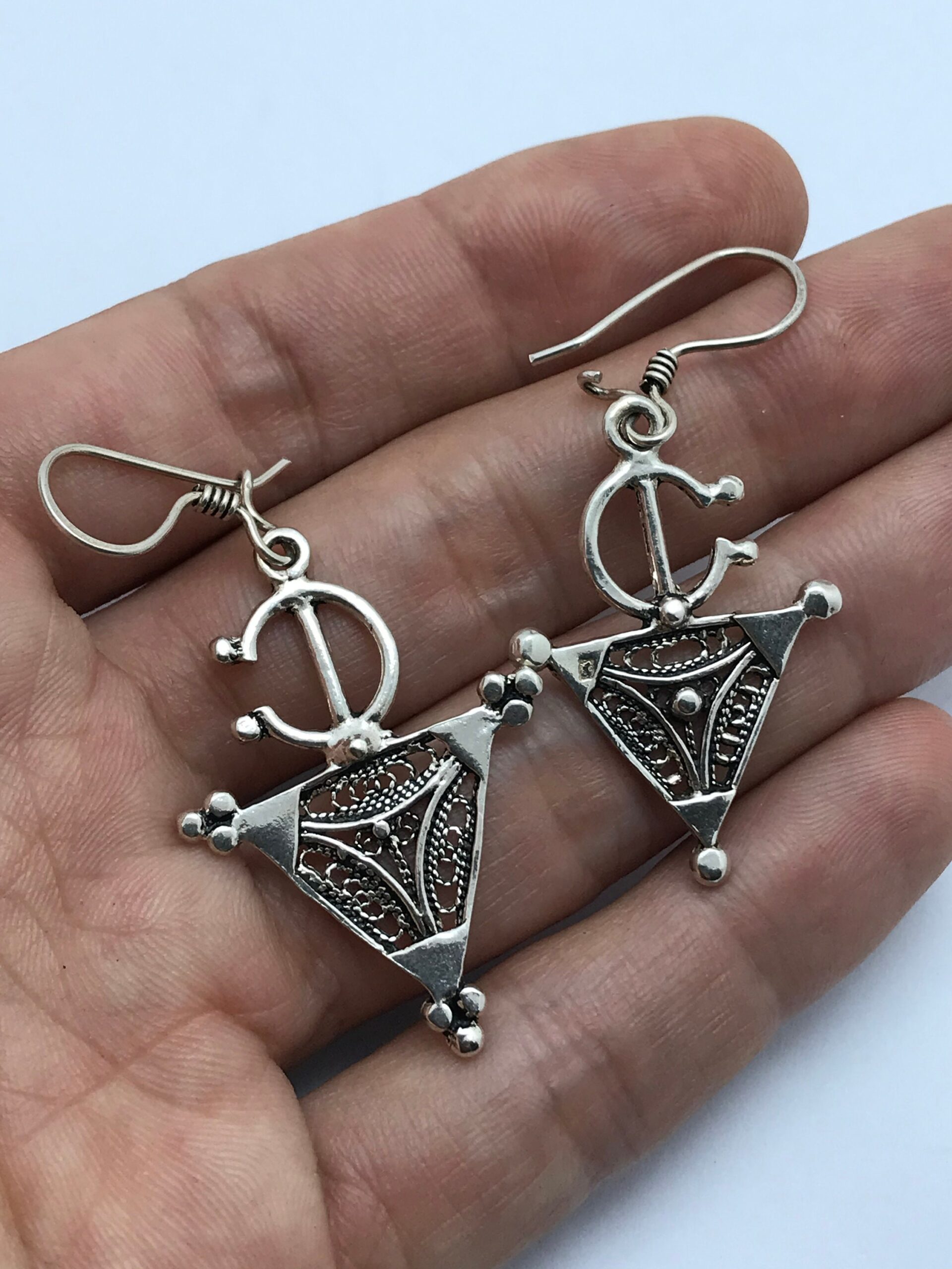Berber Fibula Earrings: Sterling Silver Ethnic Tribal Jewelry - Image 4