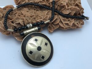 Touareg collier argent et bois d'ébène ethnique super