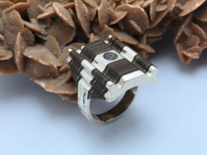 Ring Tuareg from mali ethnic silver 999 work by hand &ebony wood
