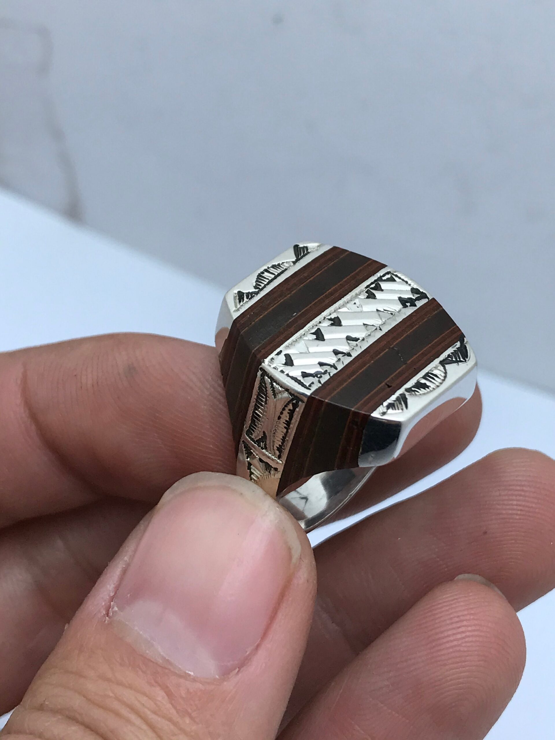Handmade Touareg Ring: Ebony & Sterling Silver Ethnic Band - Image 6