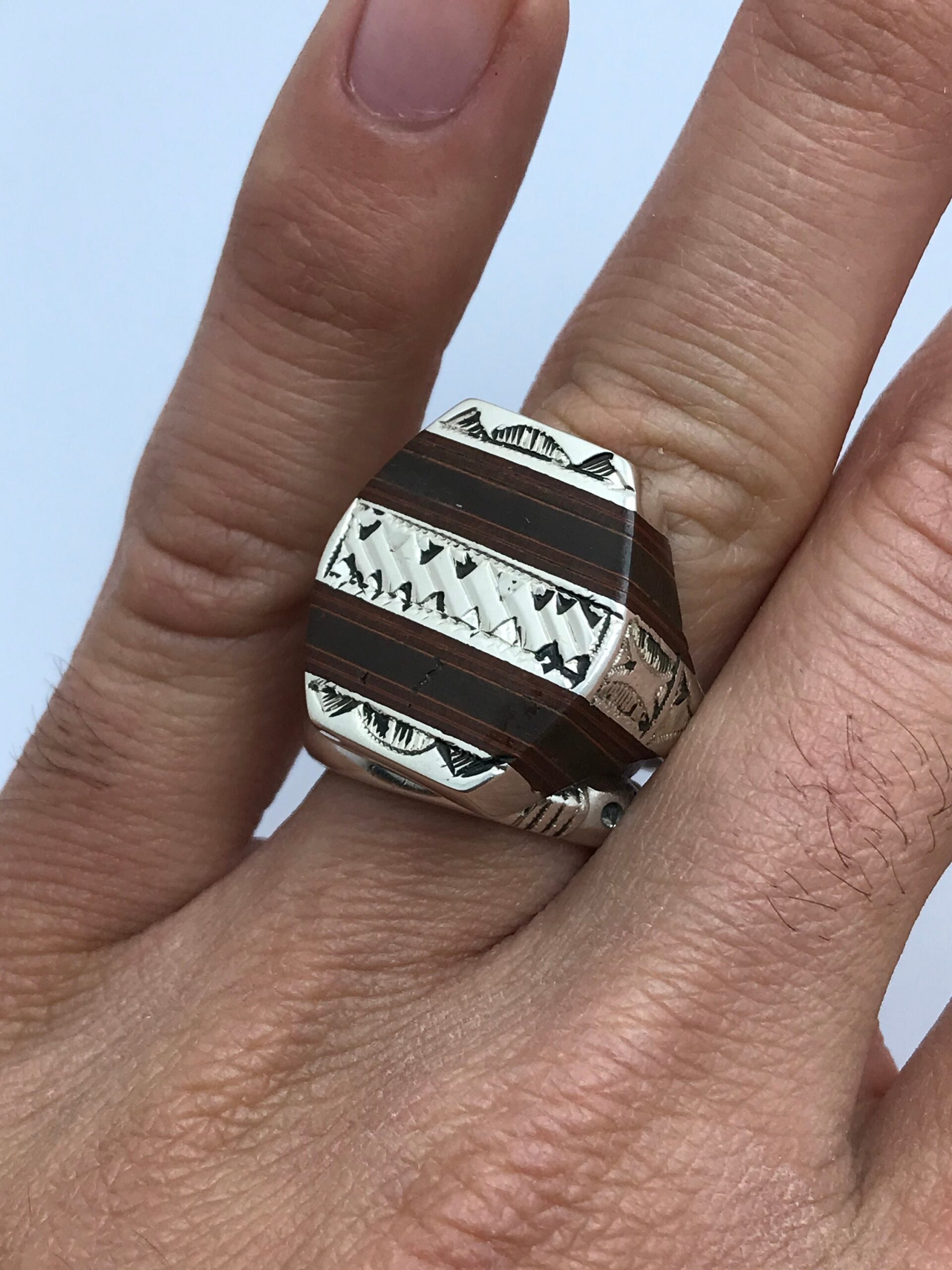 Handmade Touareg Ring: Ebony & Sterling Silver Ethnic Band - Image 8