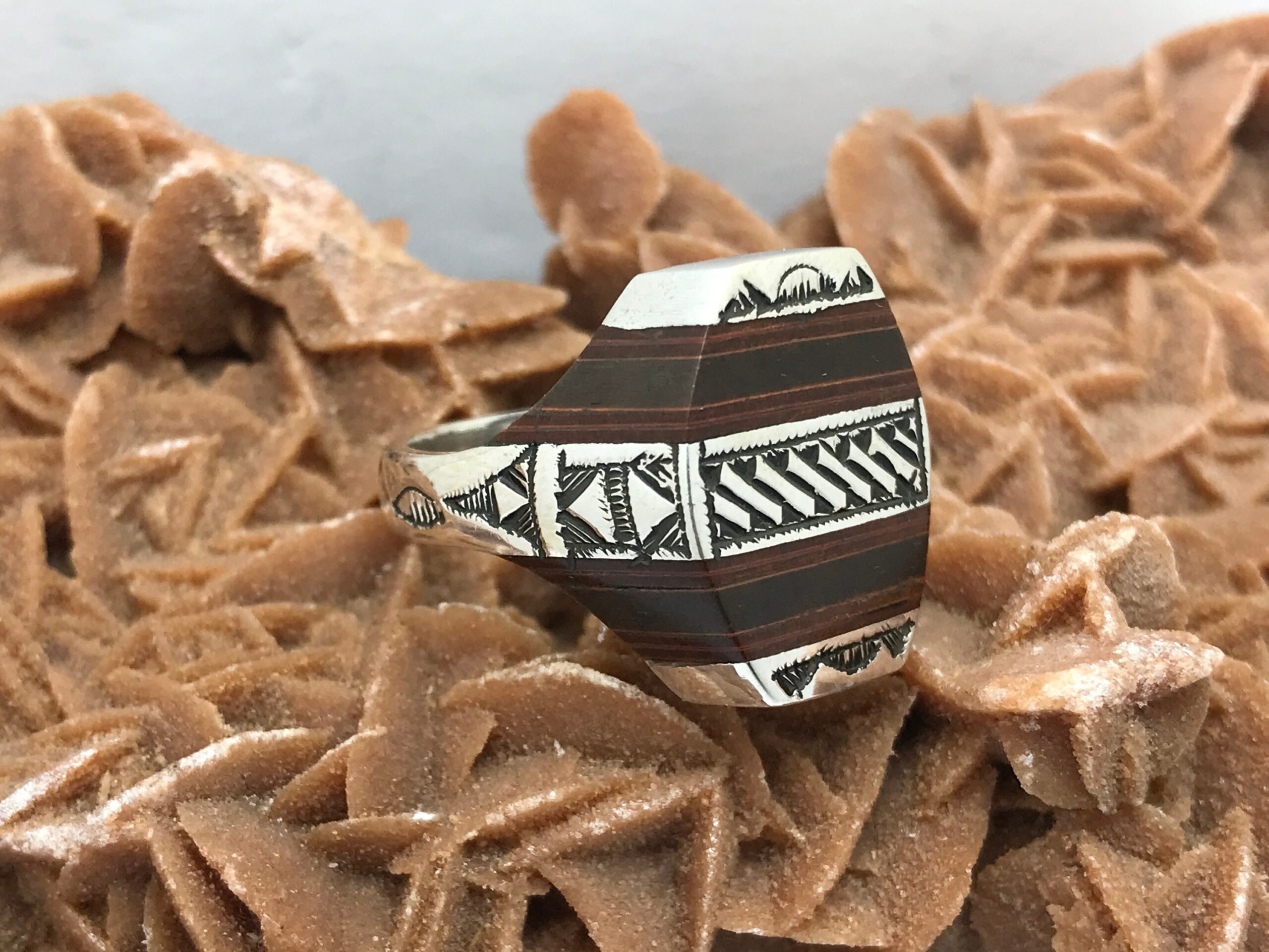 Handmade Touareg Ring: Ebony & Sterling Silver Ethnic Band