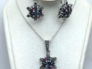 moroccan necklace with paire earrings silver 925, set morocco 925 old work handmade