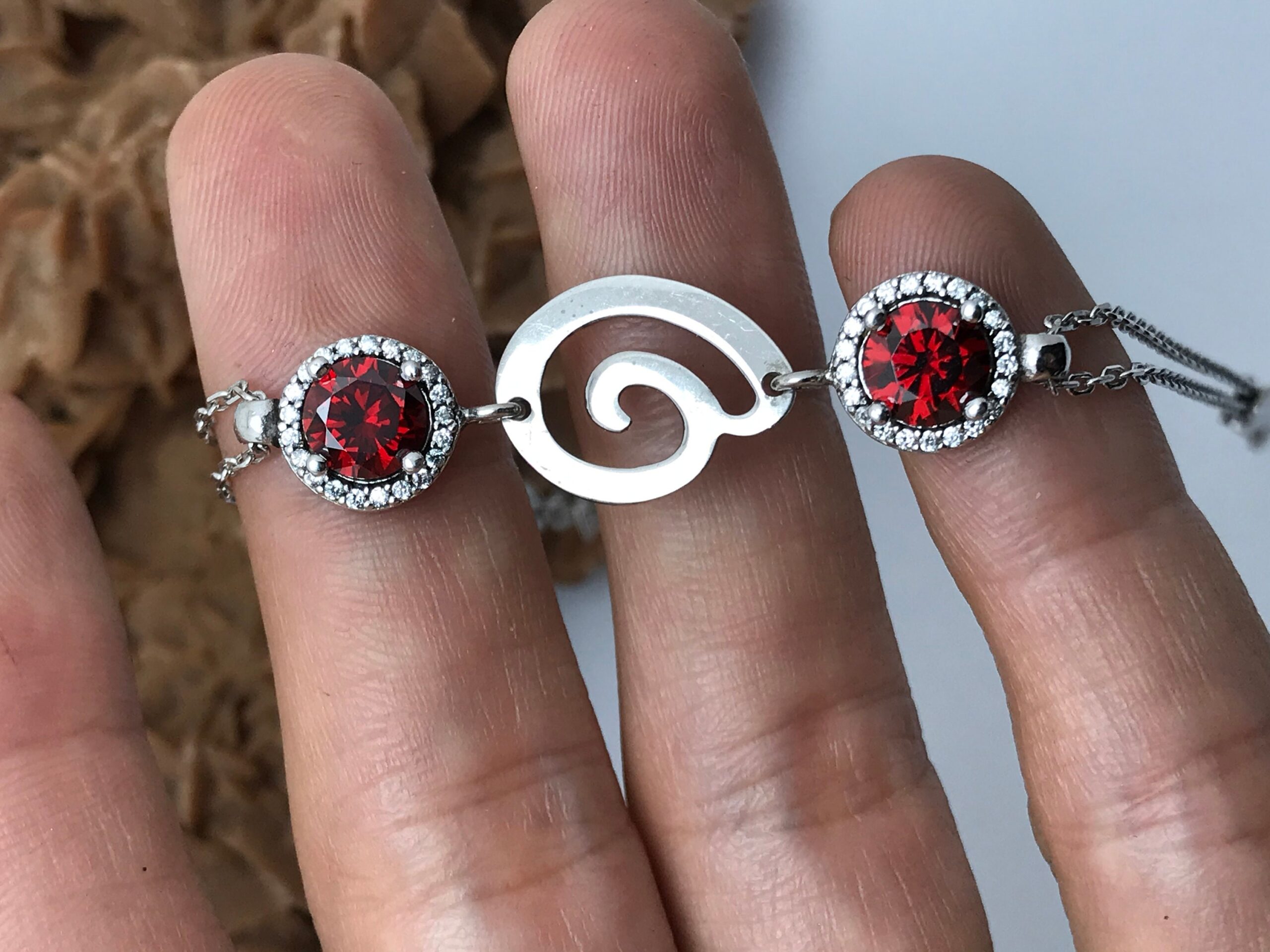 Bracelet Argent 925 Cristal de Swarovski rouge - Image 4
