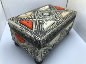 Handmade Berber Jewelry Box: Moroccan Ethnic Ebony Wood Box