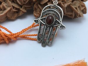 Necklace hamsa, pendant collier pendentif filigran argent 925