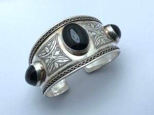 Handmade Berber Silver Bracelet: Vintage Moroccan Engraved Cuff