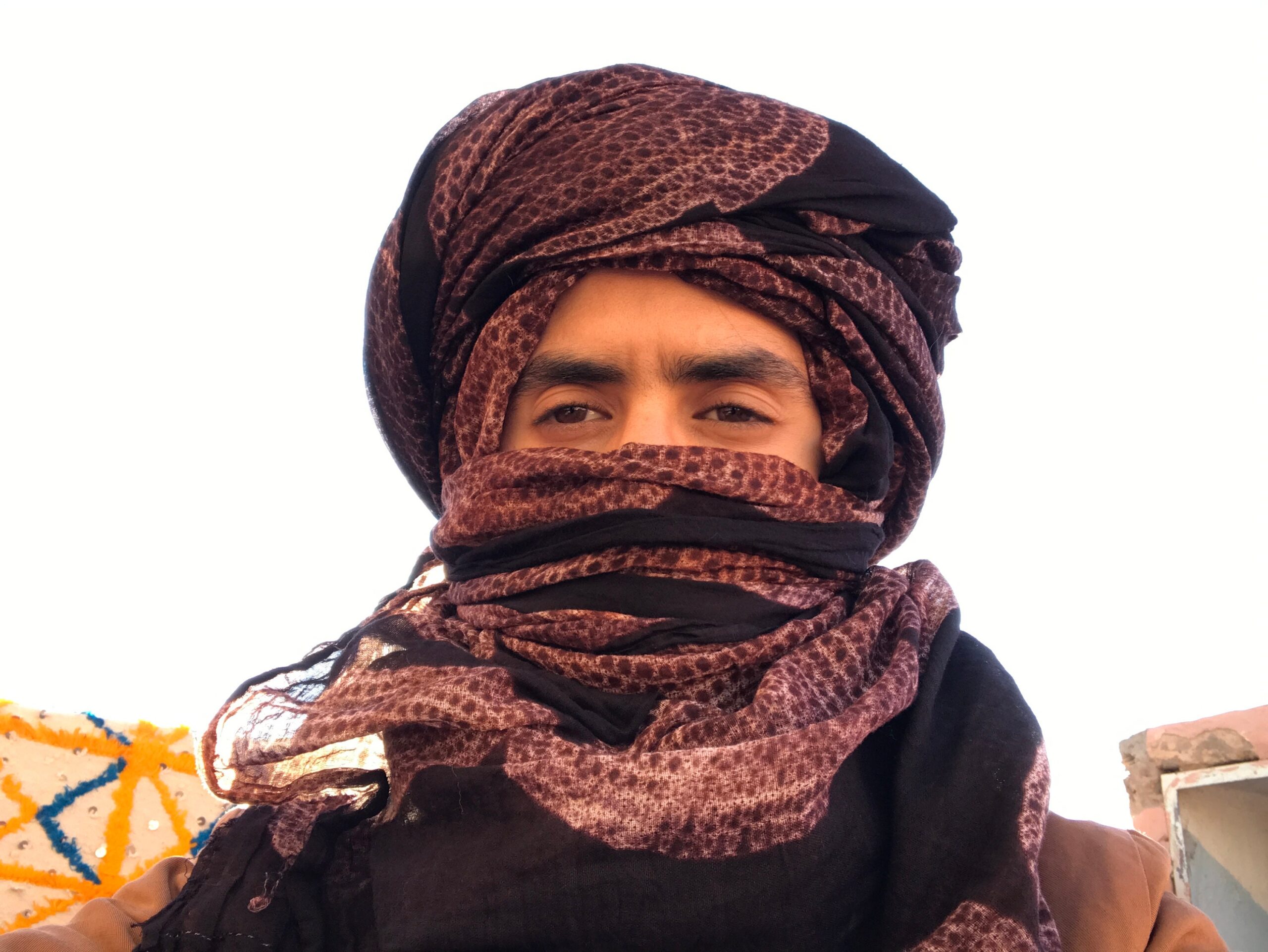 Tuareg Blue Cotton Scarf: Berber Cheche Turban - Image 3