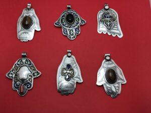 Berber Silver Hamsa Pendant: Tuareg Fatima Hand Charm